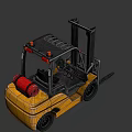 Industrial Yellow Utility Vehicle with Front Forks Mast and Black Cab