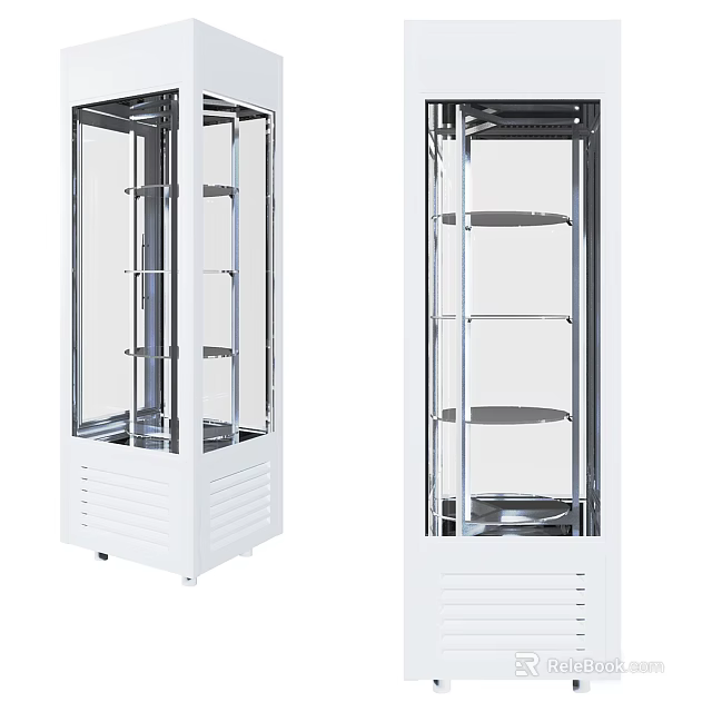 Floor Standing Display Cabinet Shelving With Clear Glass Doors And Metal Frame Shelves 3d model 