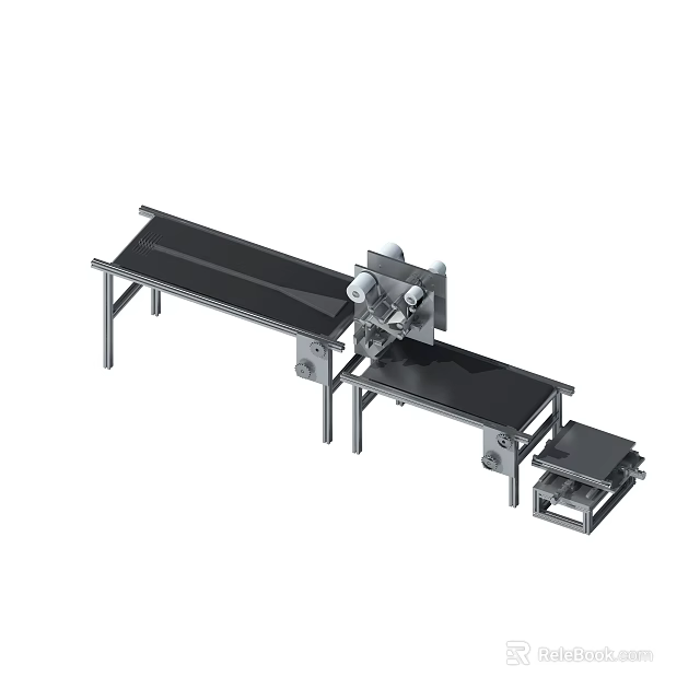 Industrial Conveyor System With Metal Frame For Automated Production Line Material Handling 3d model 