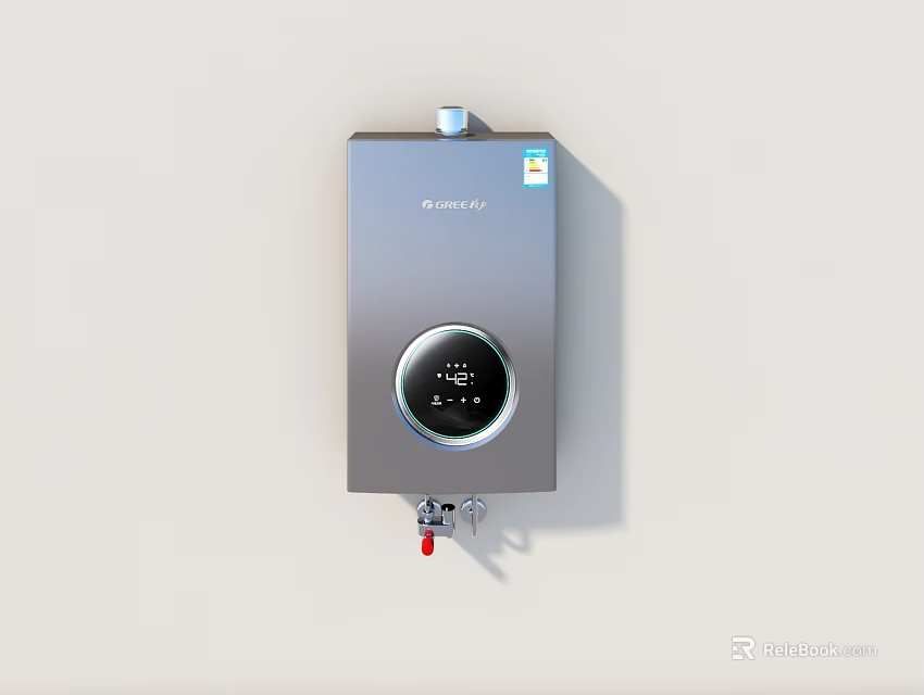 Rinnai Wall Mounted Tankless Water Heater With Digital Display And Silver Gray Finish 3d model 