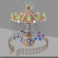 Colorful Carousel Playground Equipment With Star Decor And Fenced Structure