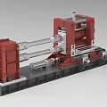 Heavy Duty Industrial Equipment With Red Frame Guide Rails And Mechanical Arms