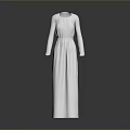 White Long Sleeve Dress with Pleated Front and Gathered Waist for Elegant Formal Occasions