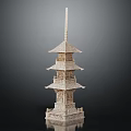 Traditional Five Tiered Tower With Intricate Carved Eaves And Elegant Design