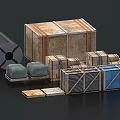 Assorted Logistics Cargo Collection Featuring Wooden Crates Metal Coils And Packages