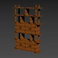 Rustic Wooden Bookshelf With Multiple Storage Shelves And Varied Compartment Design