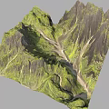 Scenic Mountain Landscape With Green Rolling Valleys Light Colored Paths And Lush Vegetation 3d model