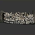Natural Stacked Wood Logs Pile With Green Moss And Smooth Circular Ends