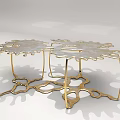 Modern Unique Coffee Table With Patterned Top And Golden Geometric Frame Design 3d model
