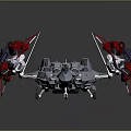 Futuristic Sci-Fi Aircraft Design With Red Silver Accents And Streamlined Wings