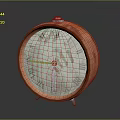Vintage Copper Round Clock with Aged Dial Roman Numerals and Stand Base