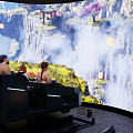 Immersive Cinema Experience With Curved Giant Screen Special Seats Mountain Landscape Lanterns And Smoke