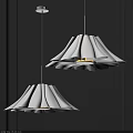 Modern White Pleated Pendant Lights With Soft Lighting In Interior Space 3d model
