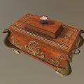 Antique Wooden Box Featuring Intricate Brass Peacock Motifs Carved Design And Top Ornament