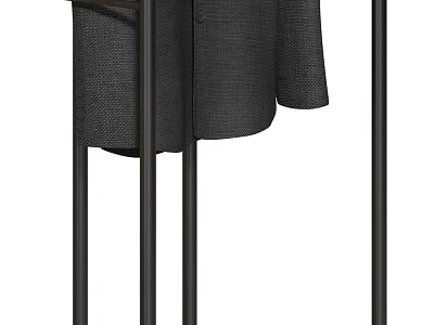 Modern Black Metal Bookshelf With Hanging Gray Coat And Sturdy Frame 3d model