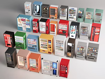 Colorful Vending Refrigerators Freezers With Various Designs And Assorted Colors 3d model