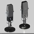 Dual Headphone Speakers With Black Base Silver Stand And Mesh Design 3d model