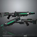 Futuristic Sci Fi Weapons With Silver And Green Accents Advanced Grip And Barrel Design