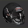 Man Wearing Riddell Black Football Helmet With Star Logo And Straps