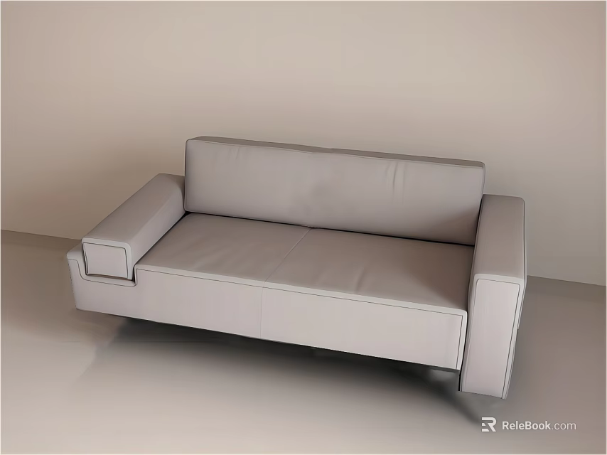 Modern Gray Leather Two Seater Sofa With Sleek Design And Smooth Surface 3d model