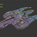 Futuristic Purple Spaceship With Glowing Blue Details And Streamlined Design For Cosmic Exploration