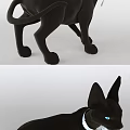 Black Cat 3D Model With Smooth Lines Detailed Ears Tail Viewed From Different Angles 3d model