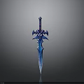 Fantasy Blue Ornate Sword With Detailed Blade And Shiny Decorative Hilt