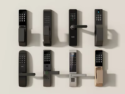 Modern Smart Door Handles Collection With Various Electronic Designs And Colors 3d model
