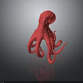 Vibrant Pink Octopus Figurine With Curled Tentacles On Shiny Surface 3d model