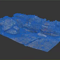 Realistic Rock Terrain Model With Colorful Rocks Dirt Ground And Green Vegetation