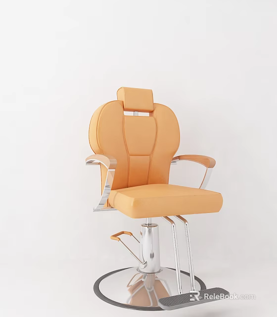 Comfortable Modern Minimalist Orange Leather Massage Chair with Metal Armrests and Base 3d model 