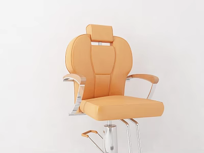 Comfortable Modern Minimalist Orange Leather Massage Chair with Metal Armrests and Base 3d model