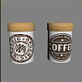 Two Coffee Canisters with Wooden Lids Organic Premium Quality Labels