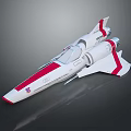 White and Red Sleek Spaceship 3D Model with Cockpit and Engine Details