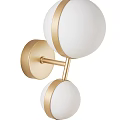 Modern Gold Wall Sconces with White Round Shades and Double Circular Design for Home Interior