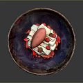 Delicious Creamy Dessert Served in Colorful Glazed Bowl Topped with Fresh Red Berries and Pink Fruit