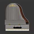 Decorative White Piano with Open Lid Golden Decorations and Red Item for Home Living
