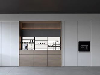 Modern Solid Wood Sideboard Oven Coffee Machine Storage Tanks Dishes 3d model