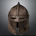 Ancient Medieval Copper Helmet With Spiked Top And Riveted Details