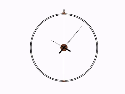 Minimalist Decorative Ornament Set with Round Black Frame Wall Clock and Brown Hands 3d model