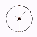 Minimalist Decorative Ornament Set with Round Black Frame Wall Clock and Brown Hands