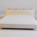 Modern Upholstered Double Bed With Soft Headboard And White Mattress Frame Design