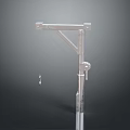 Silver Metal Support Bracket With Horizontal Arm Vertical Pole And Hanging Hook Design 3d model