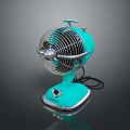 Vintage Style Turquoise Computer Fan With Metal Blades And Base