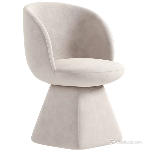 Elegant Cream Velvet Upholstered Curved Back Single Chair For Modern Cozy Home Interior Decoration 3d model 