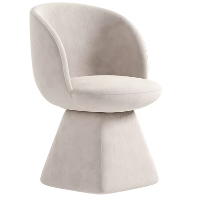 Elegant Cream Velvet Upholstered Curved Back Single Chair For Modern Cozy Home Interior Decoration 3d model