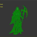 Hooded Armored Woman Holding Flaming Scythe In Dark Mystical Attire