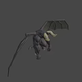 Game and Movie Demon Character with Bat Wings Horns Red Eyes and Dark Skin