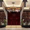 Elegant Middle Eastern Style Restaurant Interior With Ornate Chandeliers Arched Walls And Green Sofa Seats