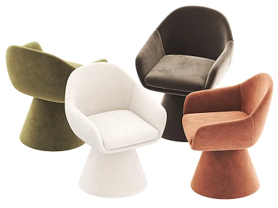 Modern Upholstered Leisure Chairs With Multiple Colors And Conical Base 3d model